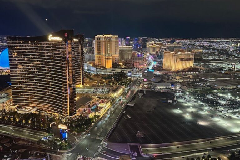 Las Vegas Grand Prix 66 stories above The Strip atop Resorts World. Photo by Harrison Shiels