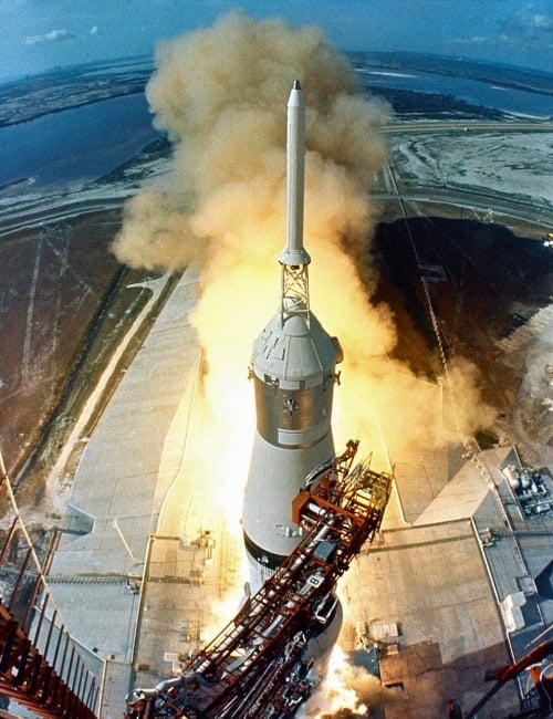 Apollo 11 launches from Kennedy Space Center, July 16, 1969. Photo by The Everett Collection via Canva