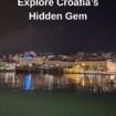 Rijeka Harbour with the city backdrop behind at night. Photo by Thomas Holmes Pinterest