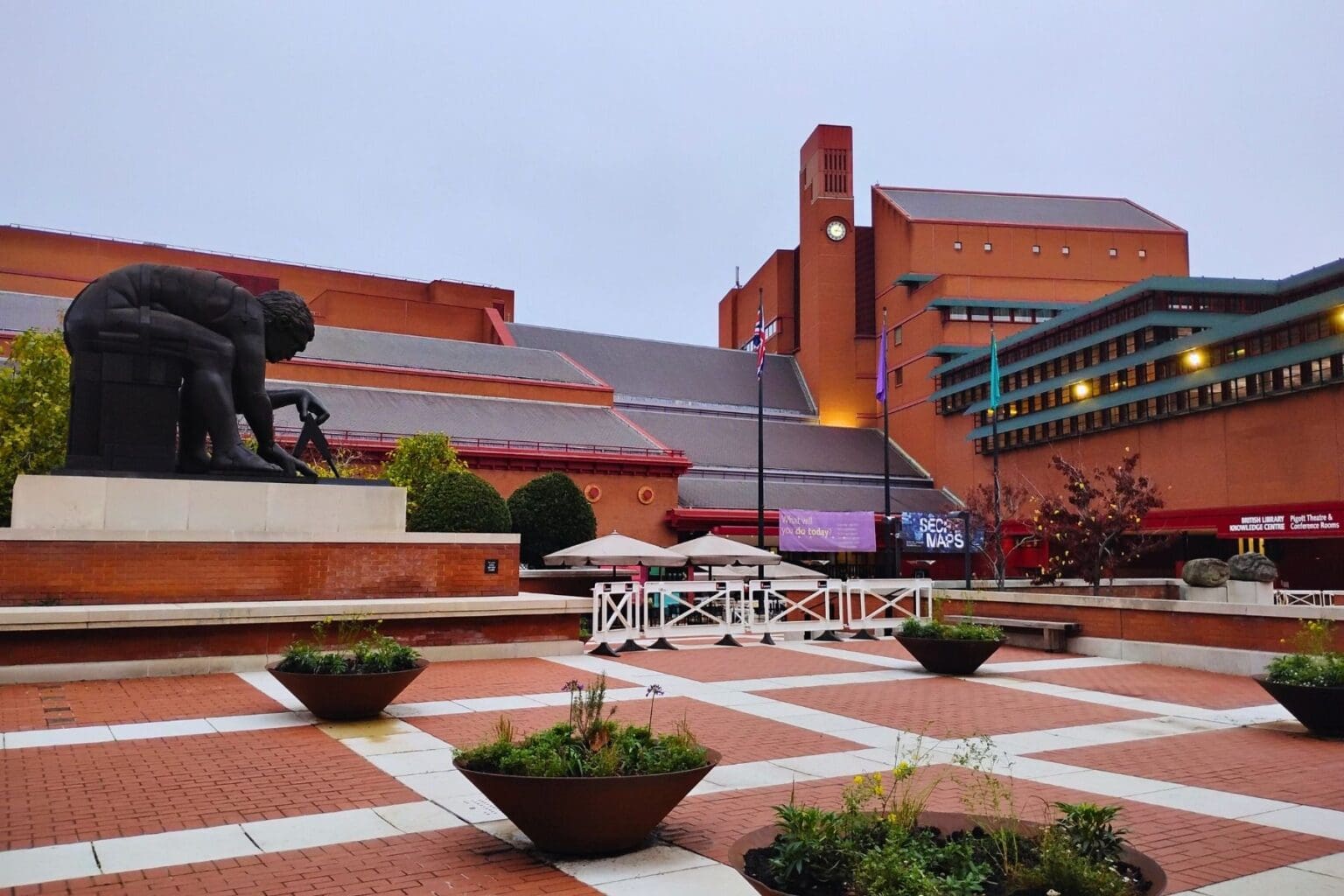 A statue of Sir Isaac Newton greets you outside the British Library. Photo by Mary Casey-Sturk