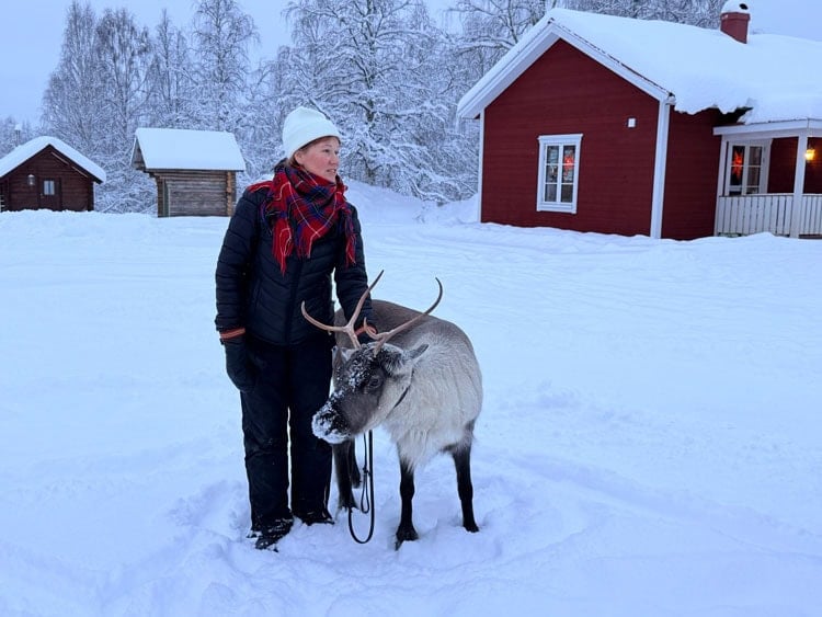 Anna-Lena Kaati with Hilda at Kaatis Reindeer and Moose in Swedish Lapland. Photo by Janna Graber