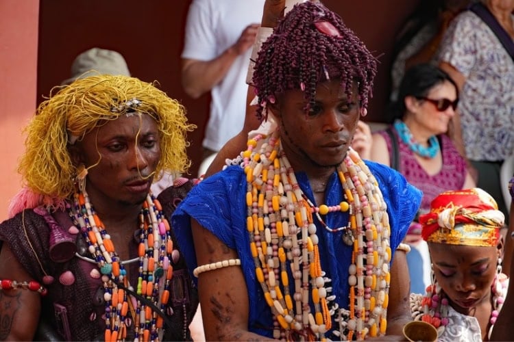 Colorful masquerade at the Vodun Days Festival in Ouidah. Photo by Edward Placidi