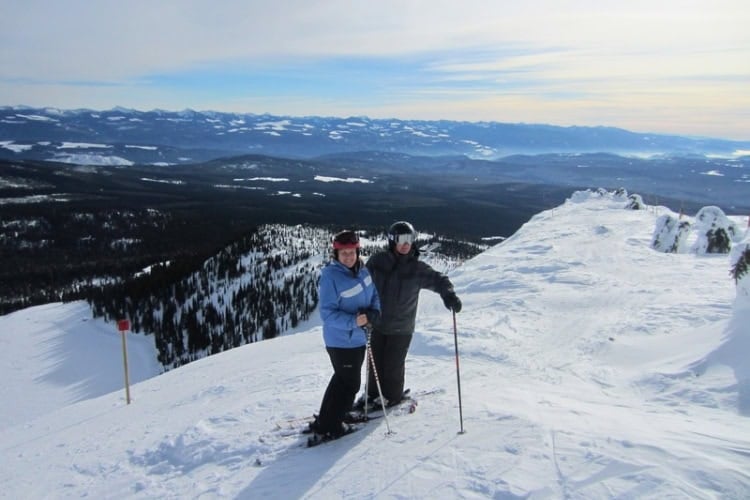 Jane and Brent backed by a Monashee panorama. Photo by Emily Dicken