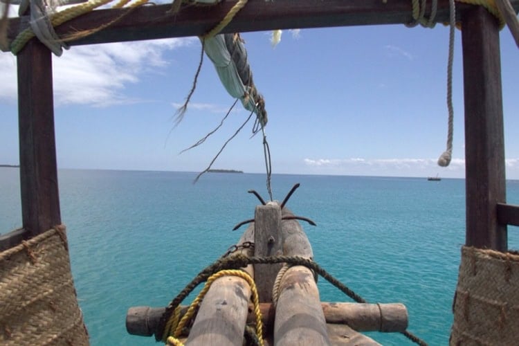 View from front of the dhow sailing back home. Photo credit Pilli Pipa Dhow Safari