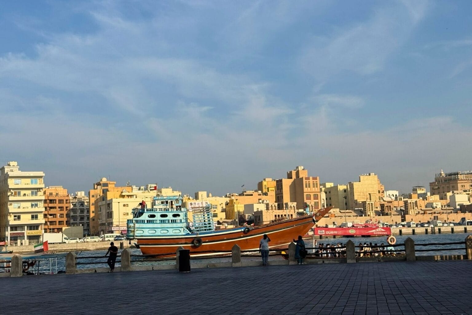 Strolling along Dubai Creek in the historical district.