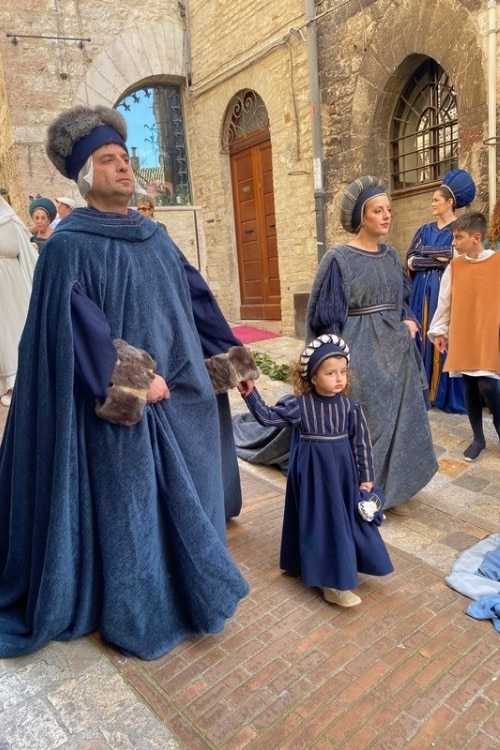 Dedicated residents roam the streets in centuries-old Middle Ages dress during the Calendimaggio Festival in Assisi. Photo by Avery Chmelewski