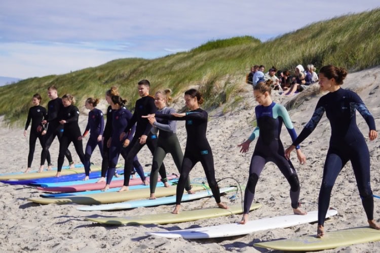 First steps in surfing.