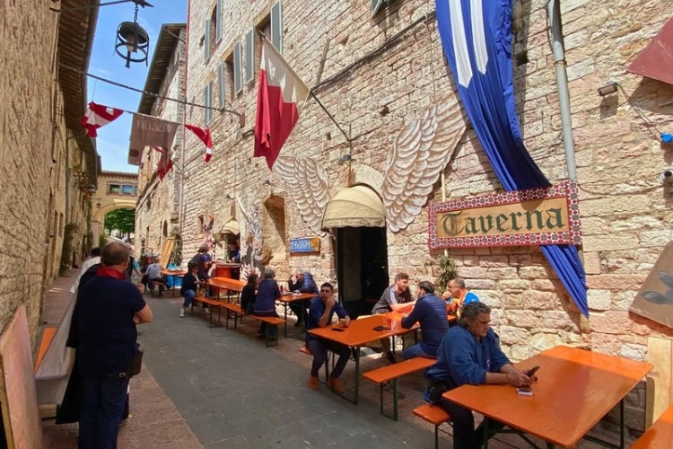 The Taverna, a very popular eatery for Assisi locals with the best regional food and drink. Photo by Avery Chmelewski