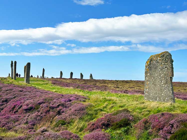 The Ring of Brodgar is a 5,000-year-old stone circle located on the island of Mainland in Orkney, Scotland.