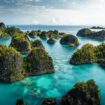 Aerial view of a body of water in Raja Ampat, Indonesia. Photo by Simon Spring, Unsplash