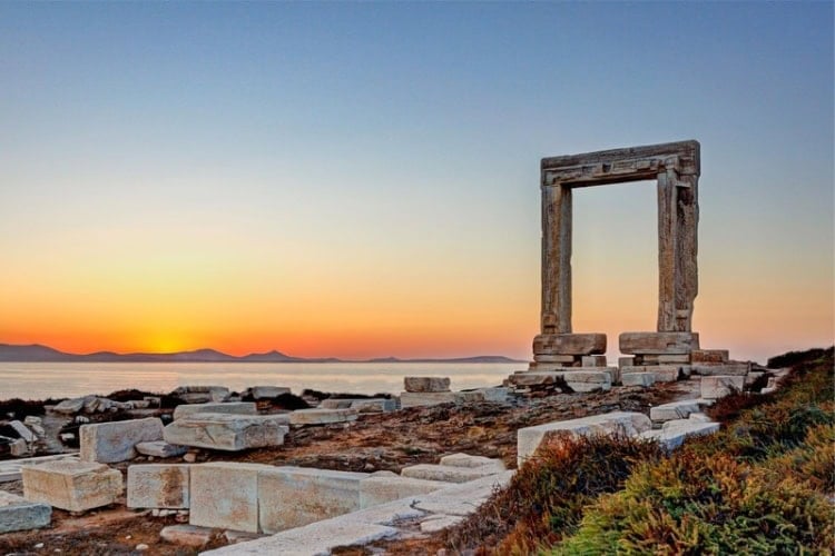 The Portara of Naxos at sunset, overlooking the Aegean Sea. Photo by Author's Name