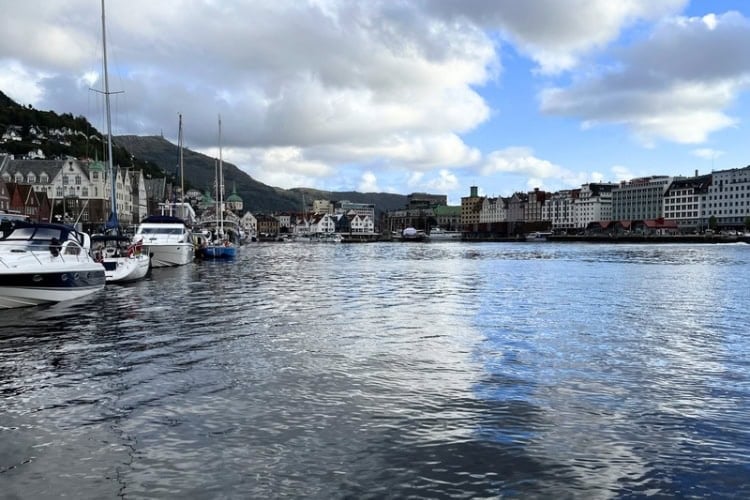Colorful houses and boats line Bergen Harbor, Bergen, Norway. Photo by Maureen C. Bruschi