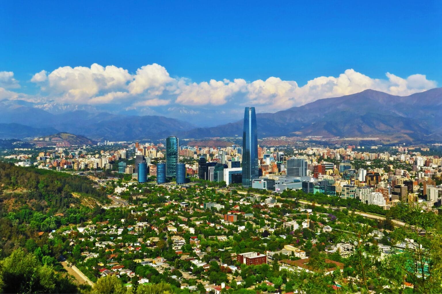 Mountian backed city skyline of Santiago, Chile. Image by jopstock via Canva
