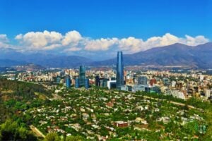 Mountian backed city skyline of Santiago, Chile. Image by jopstock via Canva