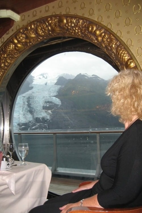 Harvard Glacier viewed from a ship’s dining room. Photo by Brent Cassie