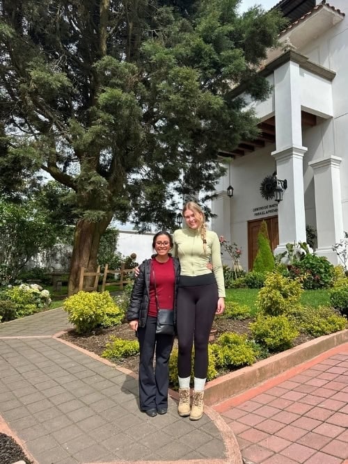 The author, Isabella, with Maria Julia, a Local Hope leadership program graduate and now a key leader at the organization. Photo by Lauryn Pfrommer-Pease