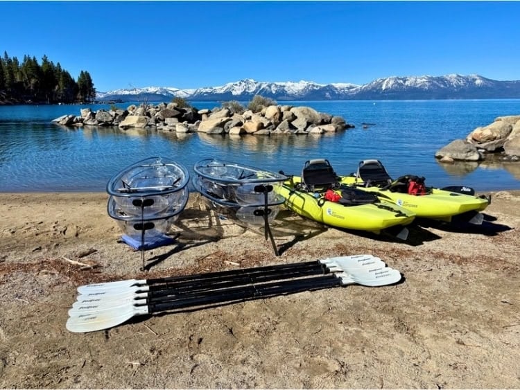 Kayak the waters of two different states with Clearly Tahoe Kayak Tours. Photo by Doug Wallace