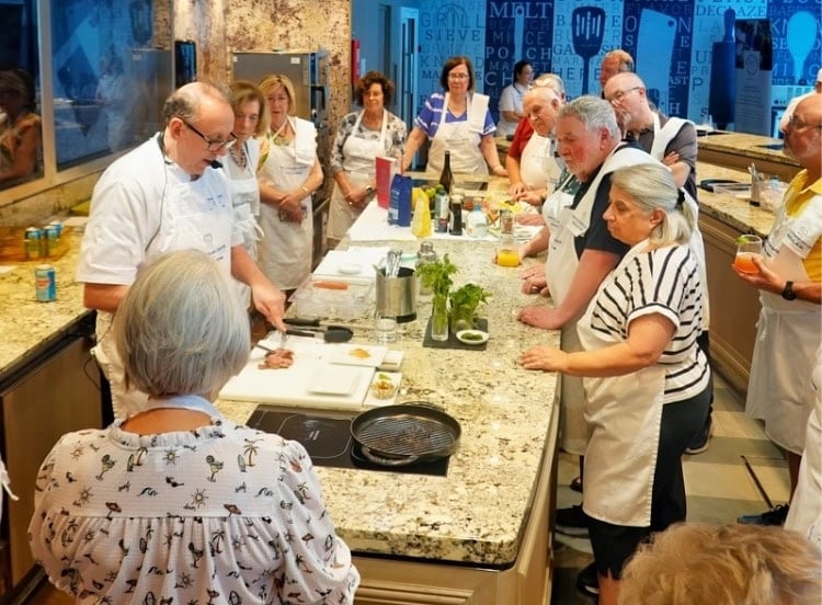 Master Chef Thomas Griffiths at a cooking class. Photo by Tab Hauser