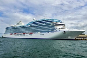 Oceania Allura, described as a floating kitchen with guest rooms. Photo by Tab Hauser