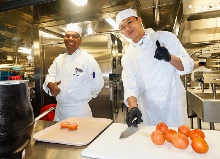 Visiting the galley on the ships tour. Photo by Tab Hauser