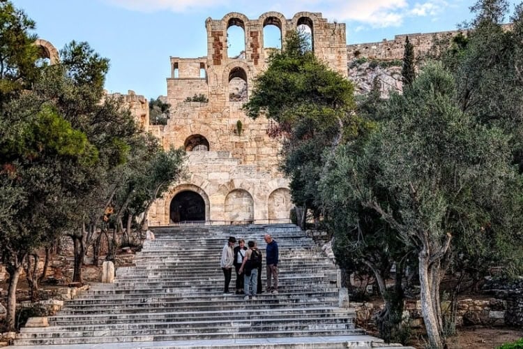 The monumental facade of the Odeon of Herodes Atticus, a theater on the southwest slope of the Acropolis. Photo by Frank Hosek
