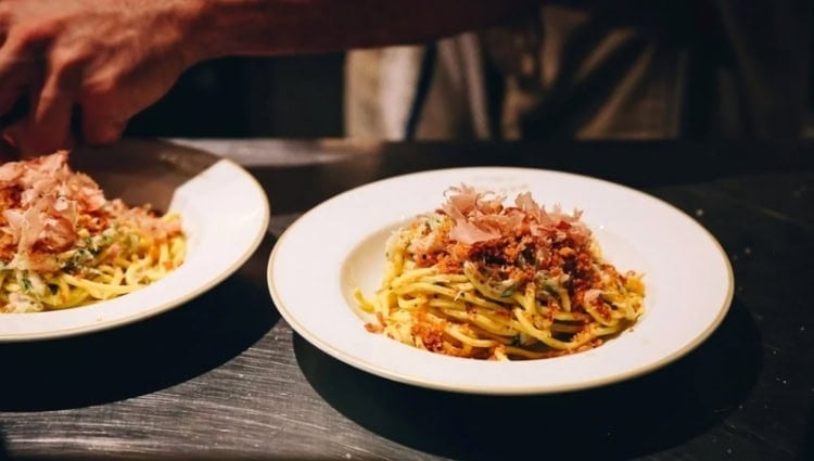 Plates of pasta at Mentone in Aptos, California. Photo courtesy of Mentone