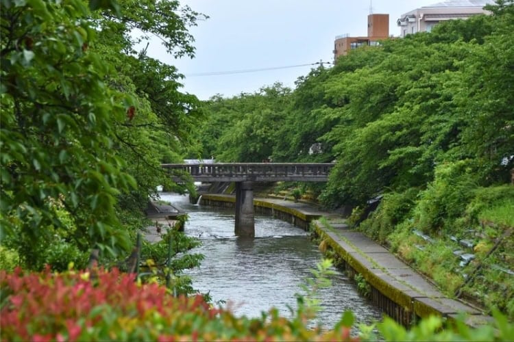 A river during the rainy season, prone to sudden swelling. Take care when traveling near water. Photo by [Author's Name]