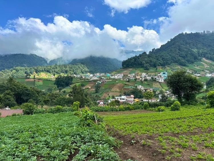The agricultural village of San Mart&iacute;n Chiqu&iacute;to, nestled in the misty Guatemalan Highlands. Photo by Isabella Miller.