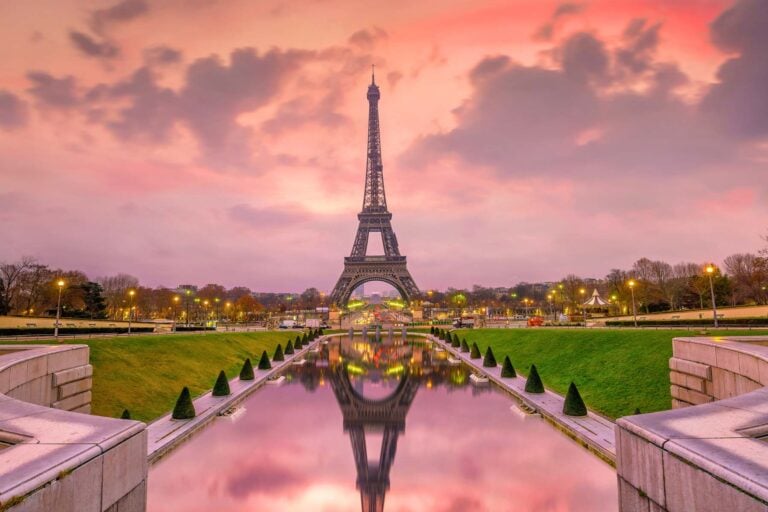 Eiffel Tower in Paris at sunset. Photo by View Canva/f11photo from Getty Images Pro