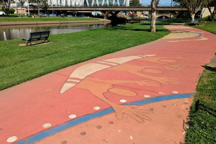Aboriginal artwork near the Parramatta Quay