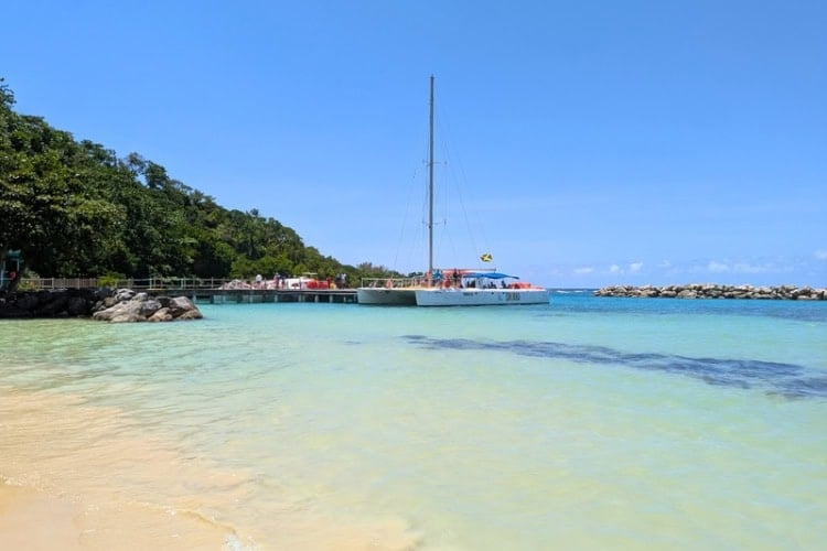 The catamaran boat at Dunn's River Falls. Photo by Keri G