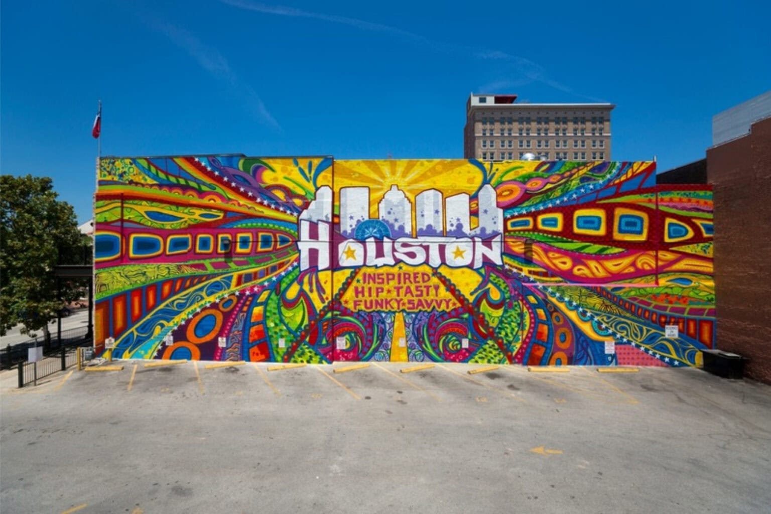 Colorful mural in Houston. Photo by Andrew Broadfoot