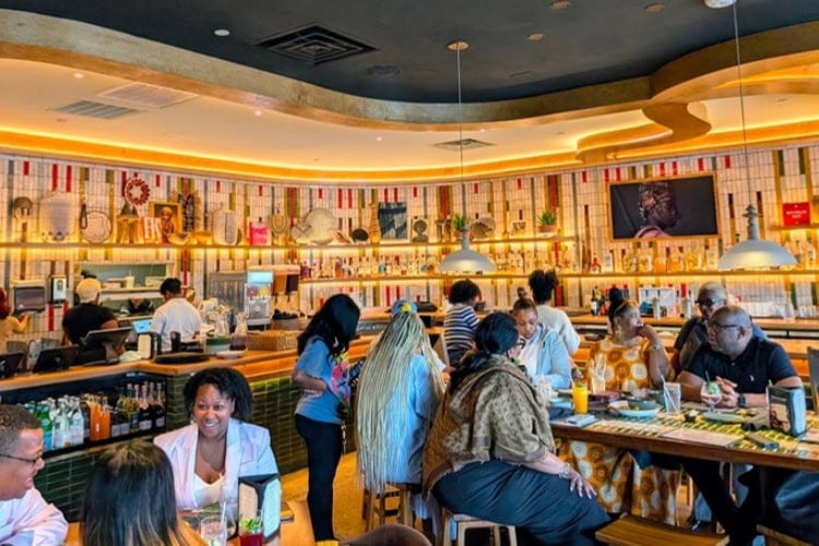 The interior of Chopnblok restaurant in Montrose, Houston, bringing African food to a wide audience. Photo by Craig Stoltz