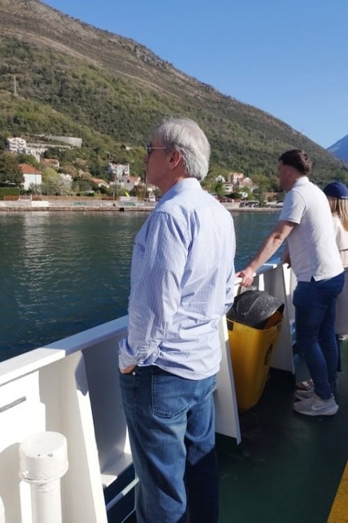 The author crosses Montenegro's Bay of Kotor. Photo by Nataliya A. Goodman