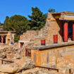 The colorful, partially reconstructed North Entrance of the Palace of Knossos. Photo by Frank Hosek