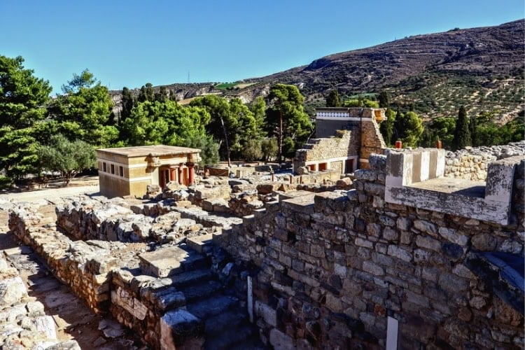 The Palace of Knossos is located on a plateau, with hills almost entirely surrounding the site. Photo by Frank Hosek