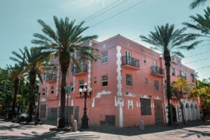 Pink concrete building in Little Havana, Miami, FL. Photo by Kian Lem, Unsplash