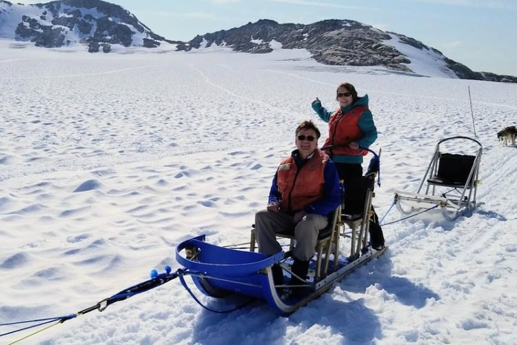 Racing across the ice field at Mendenhall Glacier. Photo courtesy of Dorothy Maillet