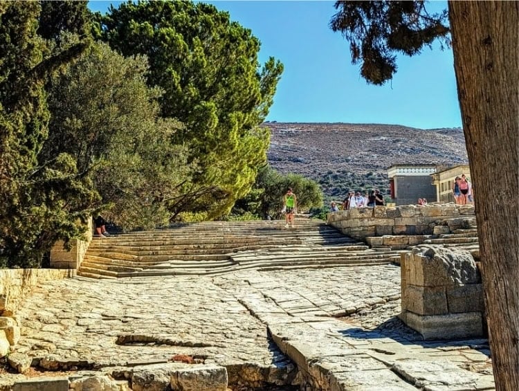 The theatre area of Knossos lies outside and northwest of the palace. Photo by Frank Hosek