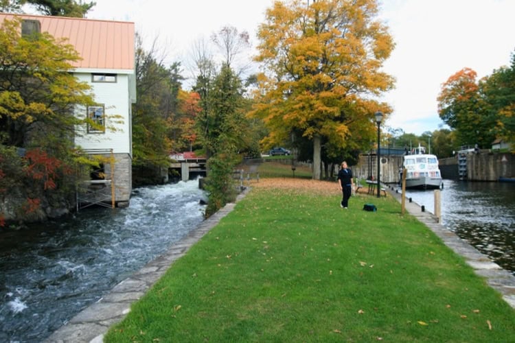 The rushing waste water on one side, the canal on the other. Photo by Brent Cassie