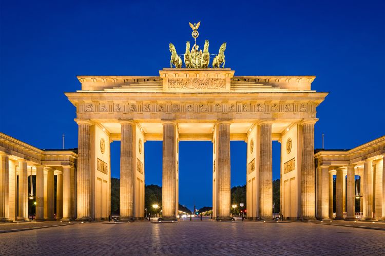 Brandenburg Gate lit up at night