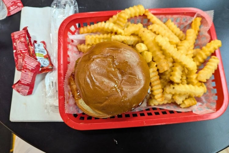 A burger at Slutty Vegan. Photo by Keri G