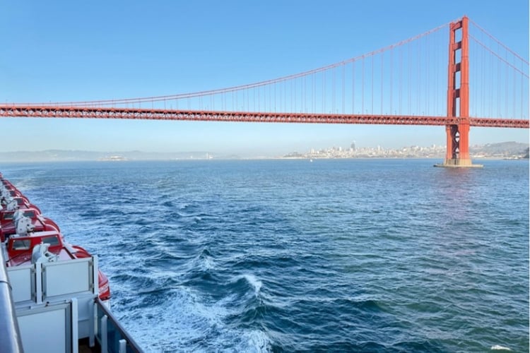 Cruise under the Golden Gate Bridge on M.S. Koningsdam. Photo by Jill Weinlein