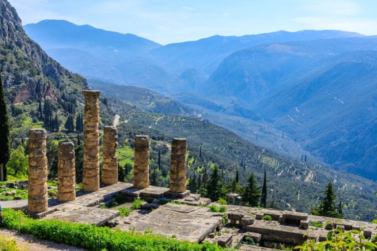 Explore the stunning Delphi Archeaological site on a day trip from Athens. Image by Stanislav_Moroz from Getty Images via Canva