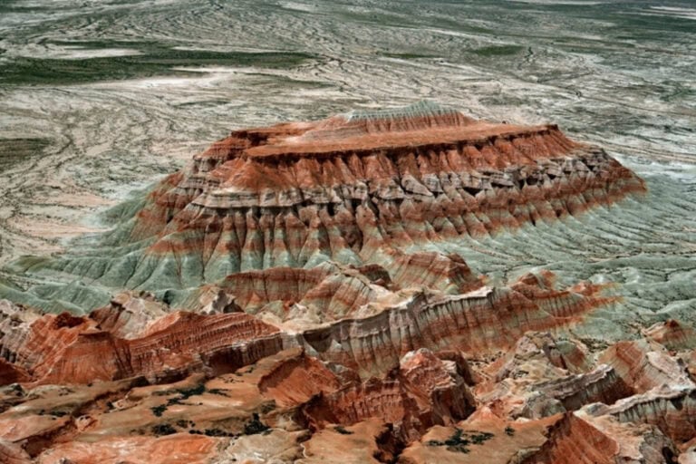 The 'Fortress of Fire' at Yangykala Canyon is a gargantuan natural formation of amazing intricacy. Photo by Edward Placidi