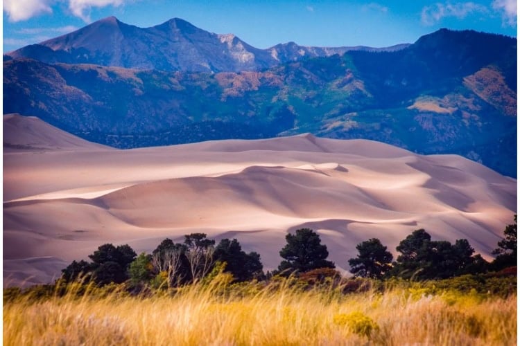 The tallest sand dunes in North America sit at the base of the spectacular Sangre de Cristo Mountains in Great Sand Dunes National Park, CO. Photo by Teri K. Miller