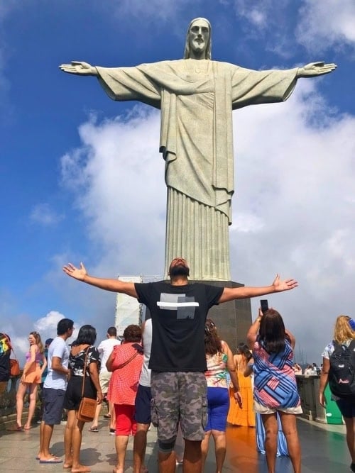Me in front of Christ the Redeemer in Rio de Janeiro. Photo by Jose Manuel Fernandez