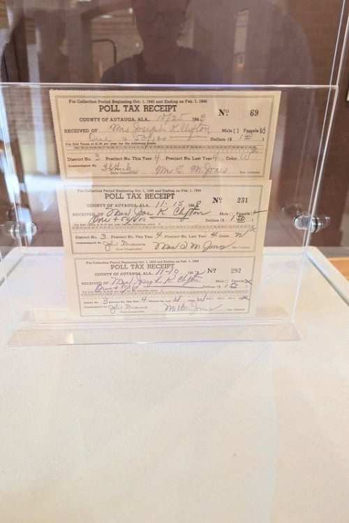 Poll tax receipts at the Civil Rights Institute. Photo by Keri G