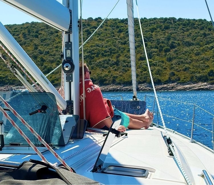 Moored at the Pakleni Islands. Photo by Rob Rogers