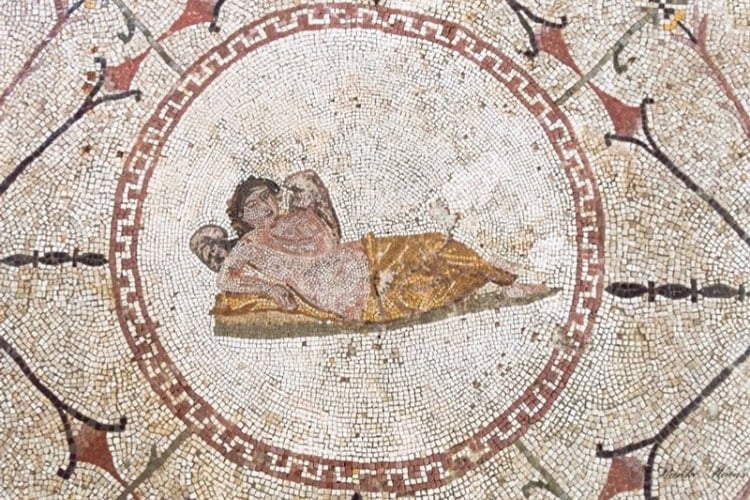 Roman mosaic in Risan depicting the Greek god Hypnos. Photo by MPI Muzeji Kotor